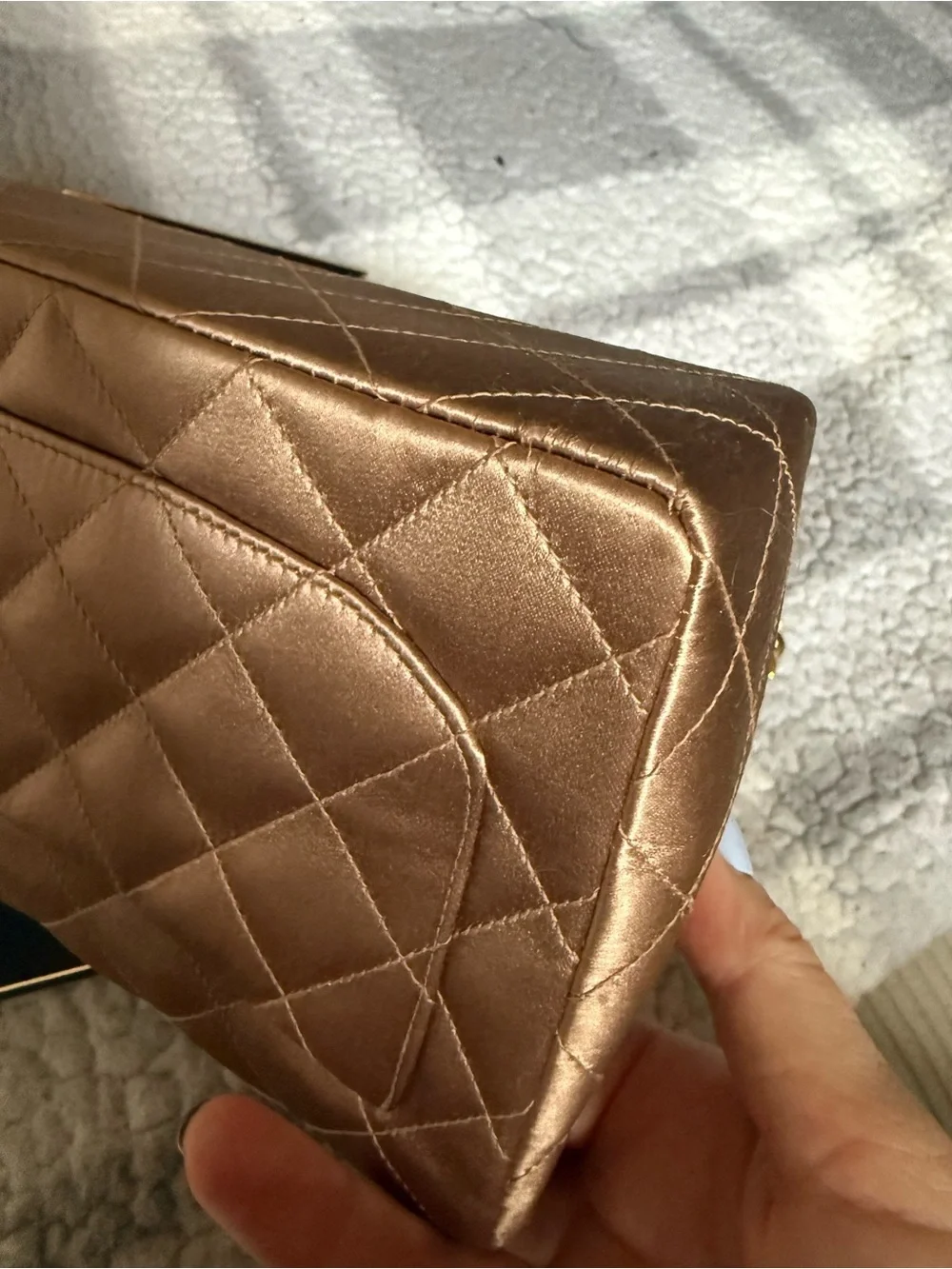 Chanel Quilted Gold Satin Mini Square Classic Single Flap Bag